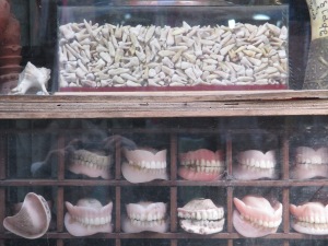 Below, false teeth. Above..... real ones!!!